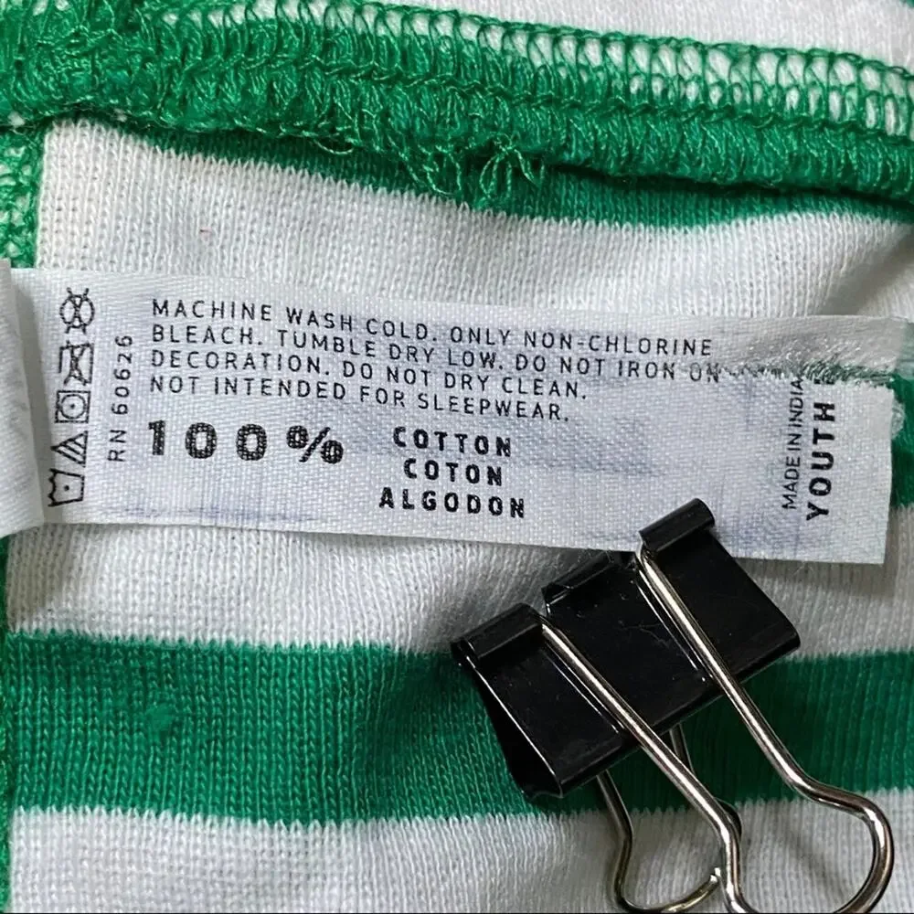 LAT Youth Green & White Striped Pajama Pants | Soft Cotton | Size Large NWOT